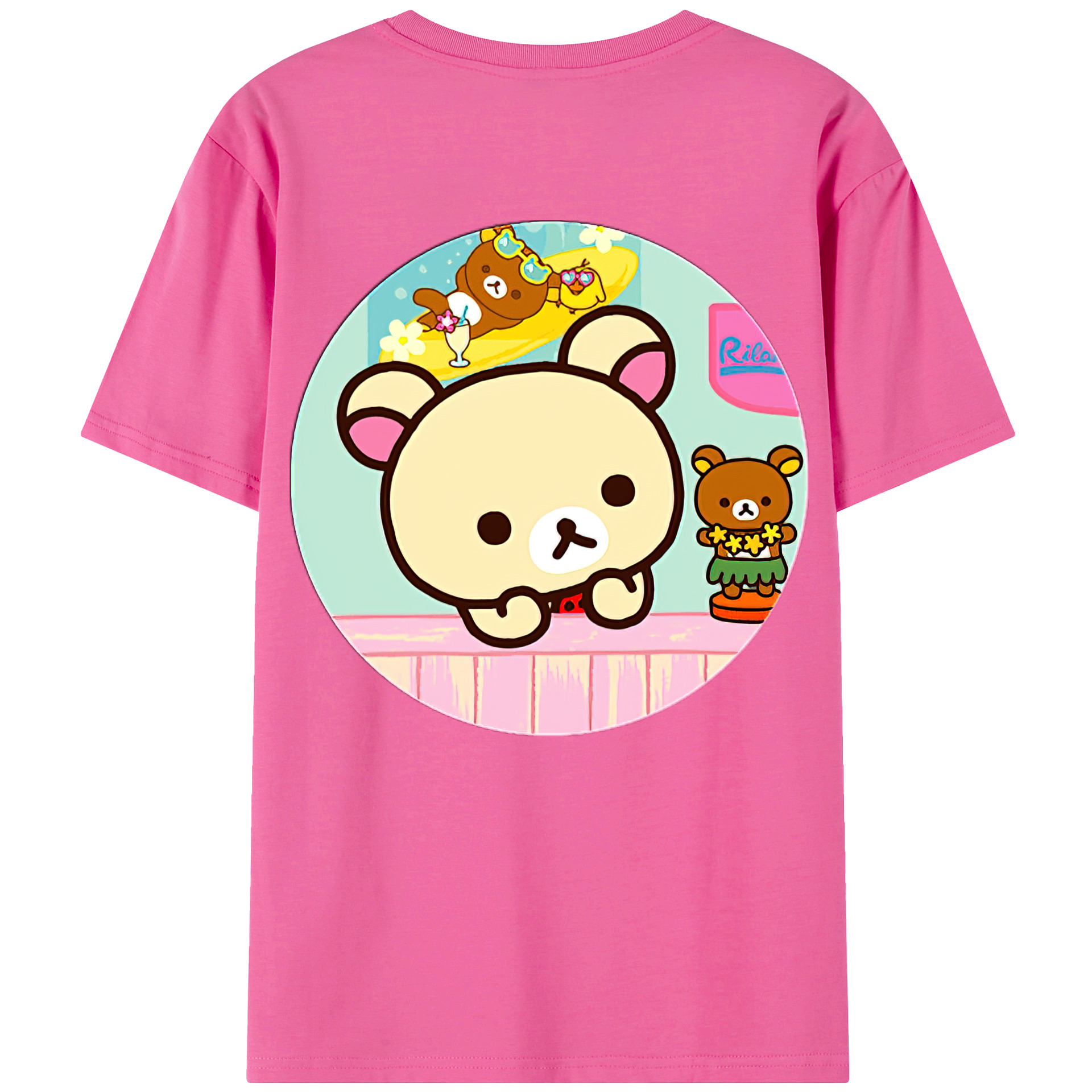 （画像用） リラックマ リラックマ キイロイトリ Rilakkuma Korilakkuma Kiiroitori レディース半袖Tシャツ(バックプリント)
